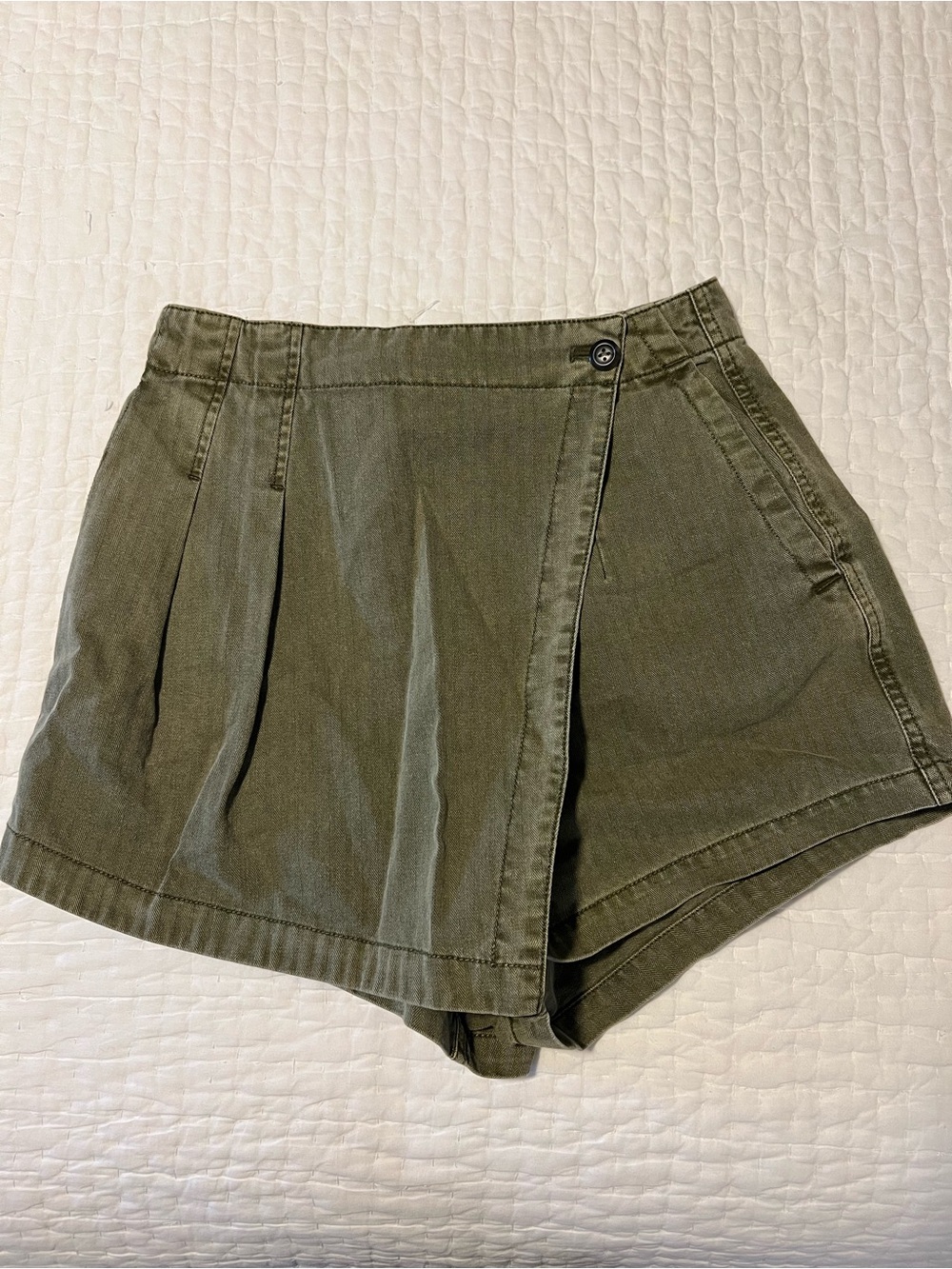 Free People Olive Green Women's Wrap Front Shorts